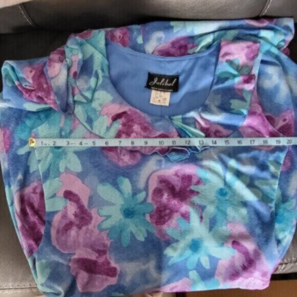 Vintage 90s Sleeveless Floral Teal Blue Dress Size 10 womens - Picture 15 of 16